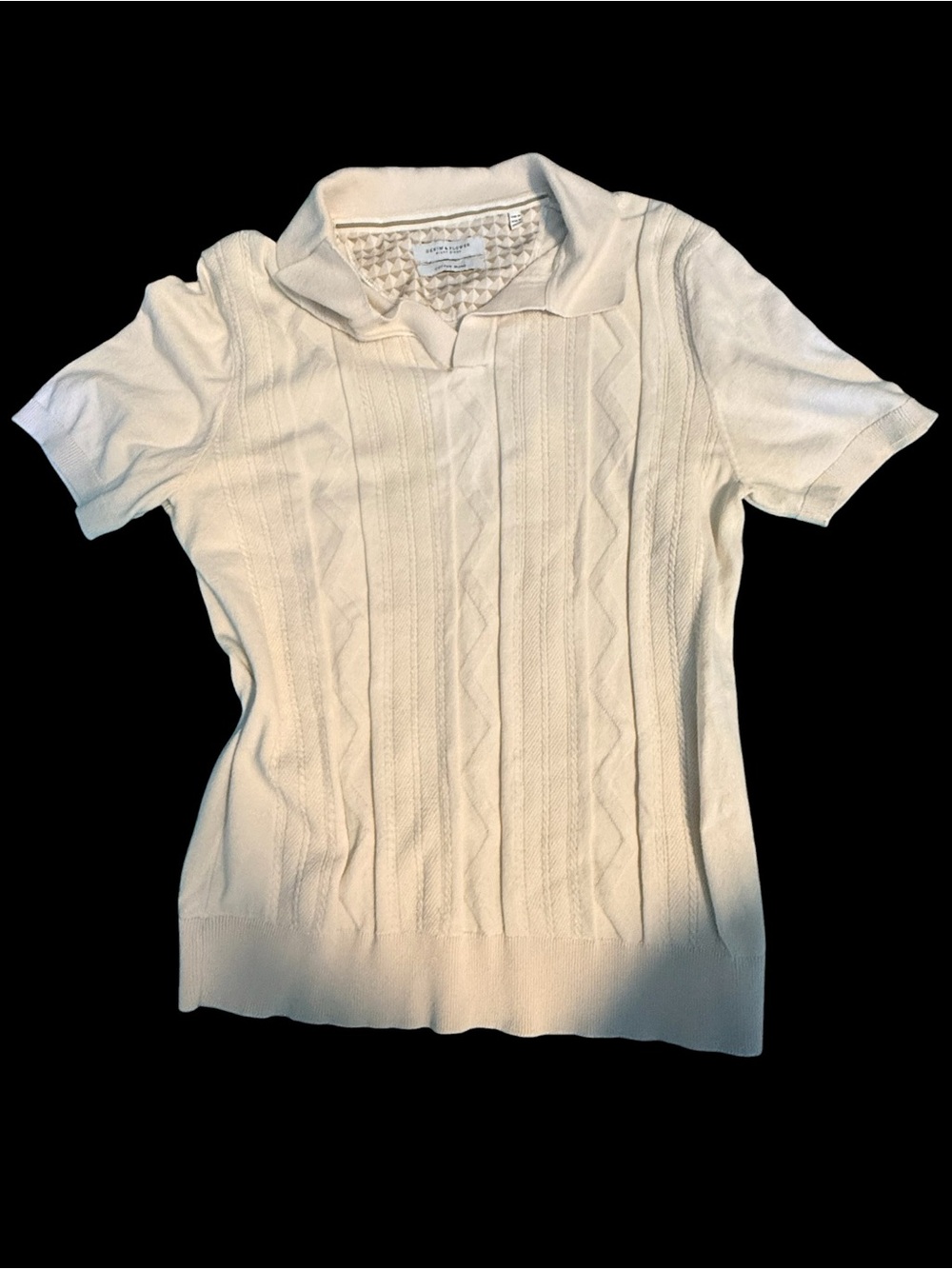 Denim & Flower Ricky Singh Men's White Knit Polo Size Medium